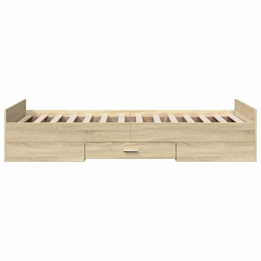 Cadre de lit avec tiroirs sans matelas chêne sonoma 90x200 cm - 5