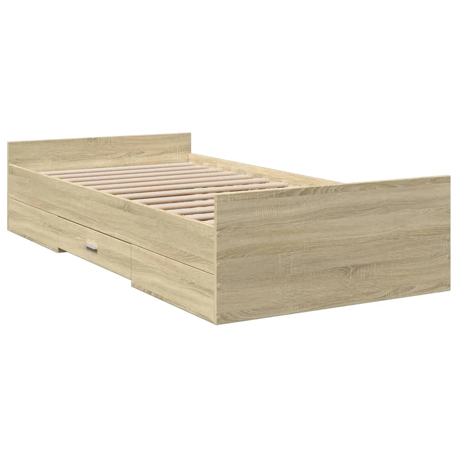 Cadre de lit avec tiroirs sans matelas chêne sonoma 90x200 cm - 6