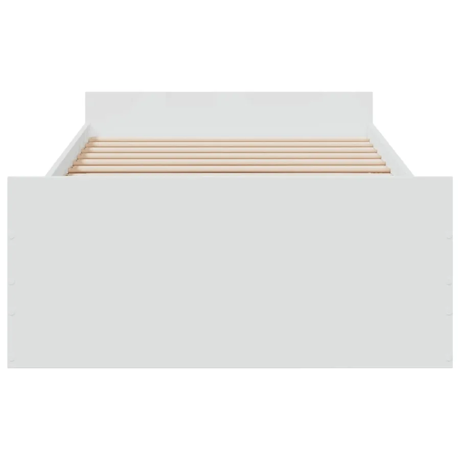 Cadre de lit avec tiroirs sans matelas blanc 75x190 cm - 4