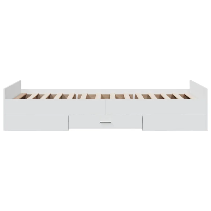Cadre de lit avec tiroirs sans matelas blanc 75x190 cm - 5