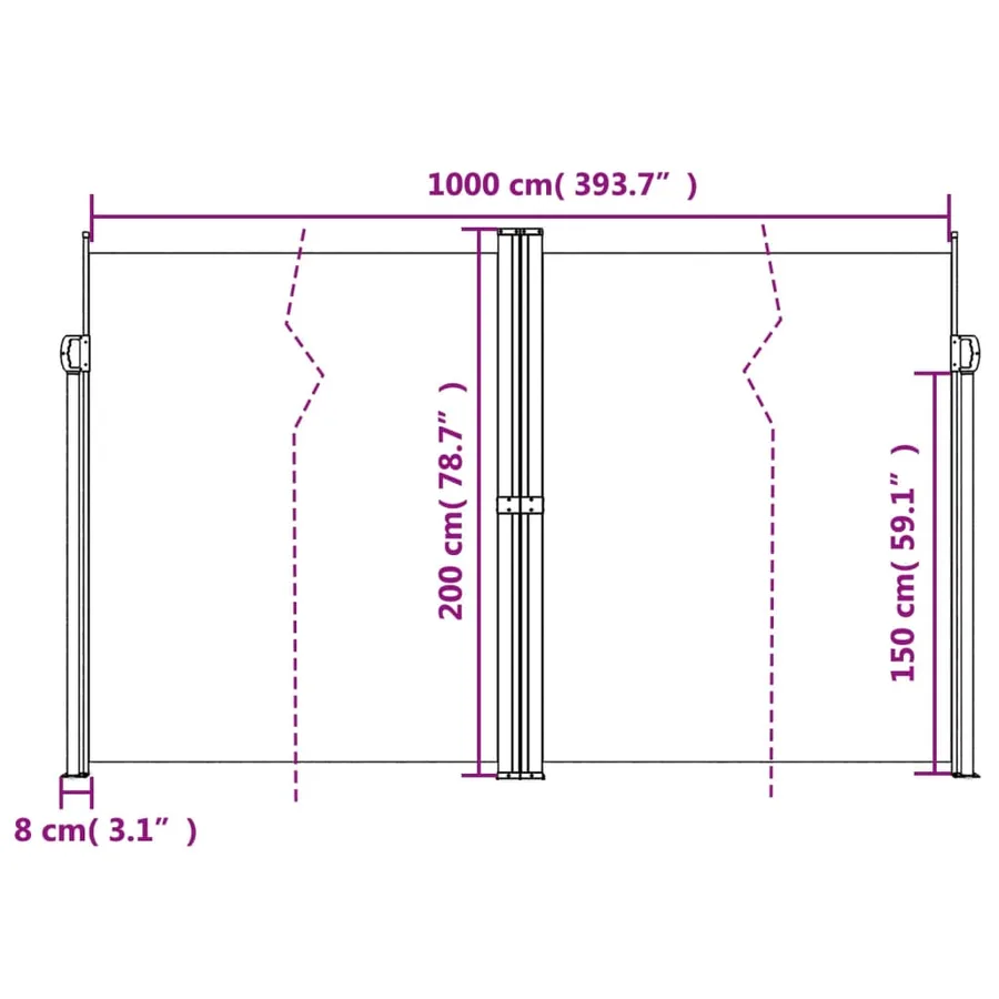Auvent latéral rétractable marron 200x1000 cm - 10