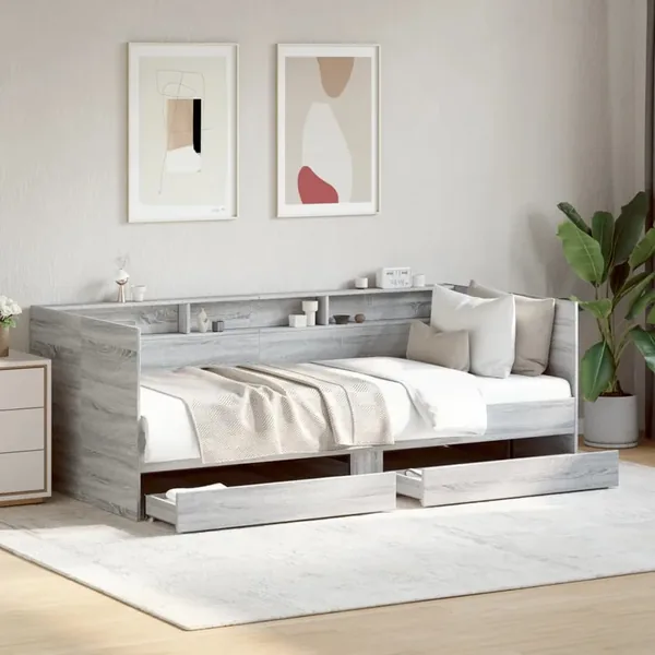 Lit de jour avec tiroirs sans matelas sonoma gris 100x200 cm