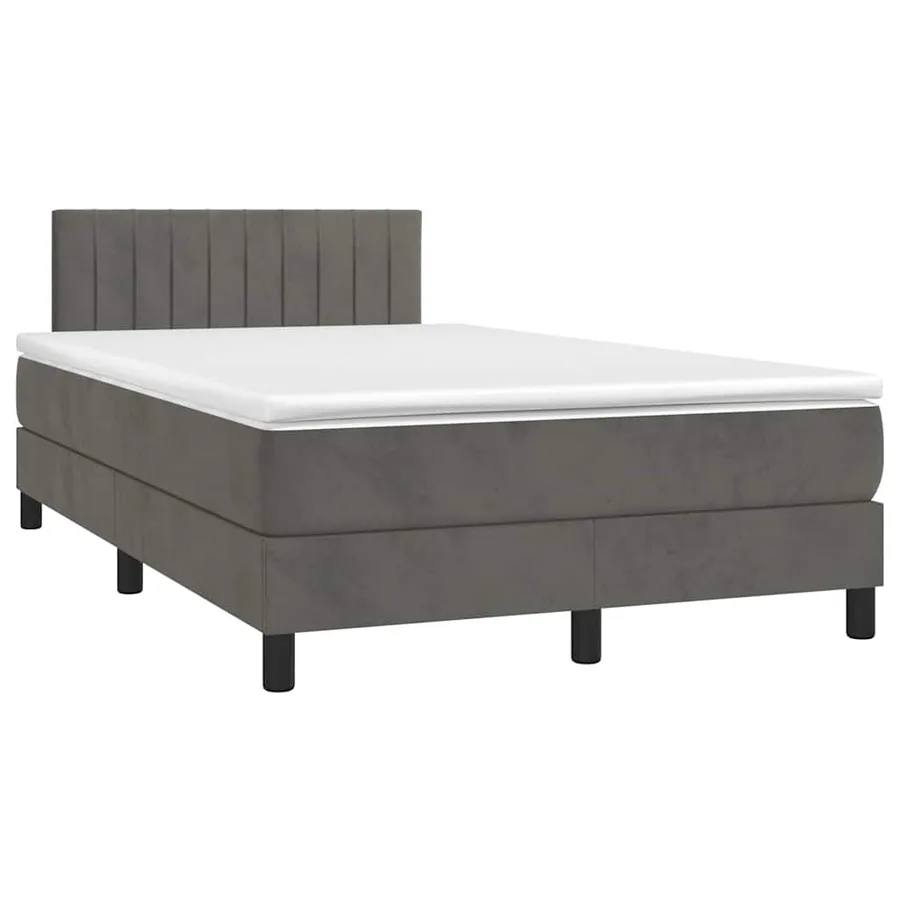 Sommier à lattes de lit avec matelas LED gris foncé 120x190 cm - 3