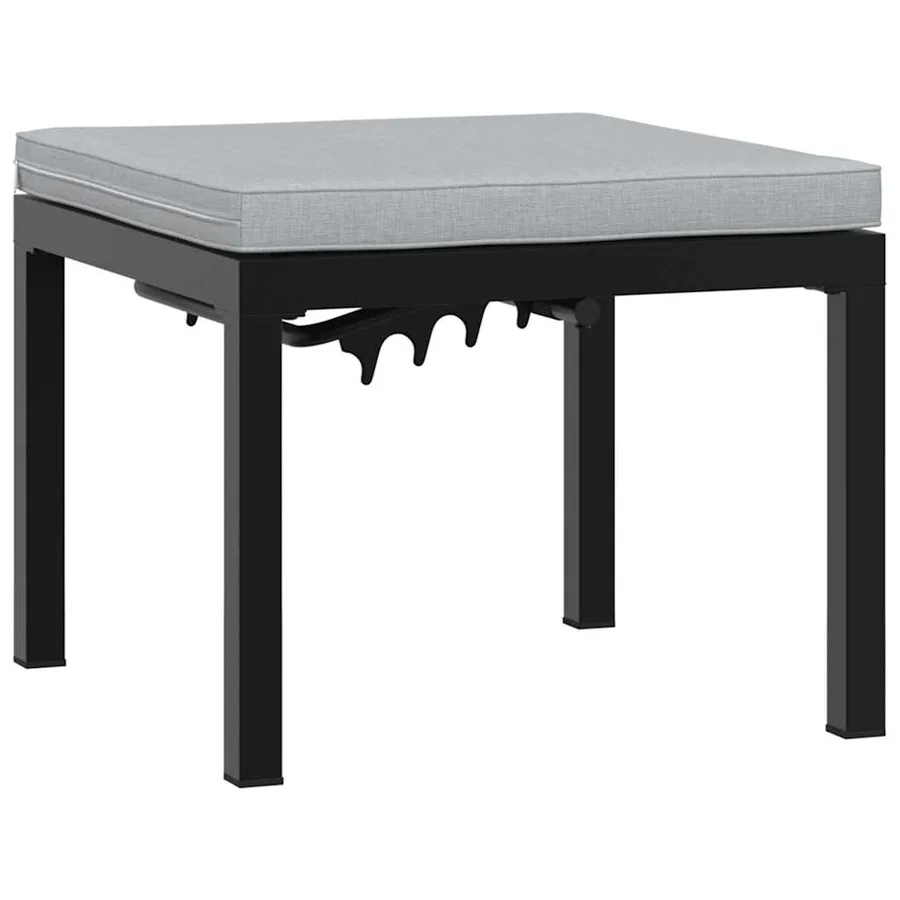 Tabouret de jardin avec coussin noir acier enduit de poudre - 2