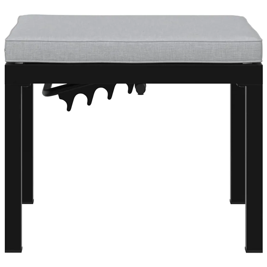 Tabouret de jardin avec coussin noir acier enduit de poudre - 3
