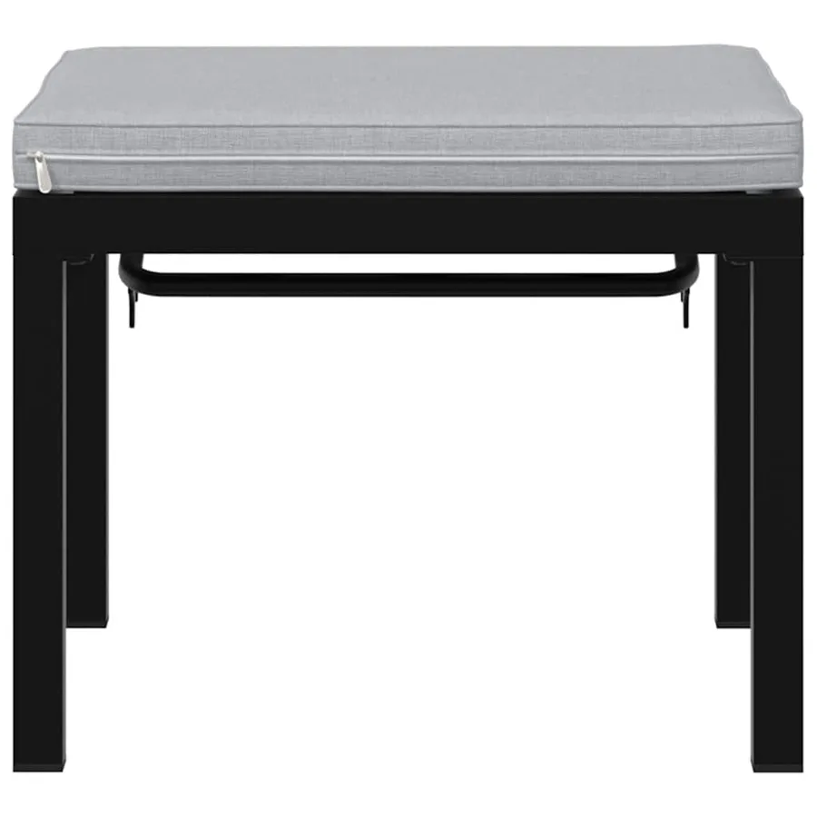 Tabouret de jardin avec coussin noir acier enduit de poudre - 4
