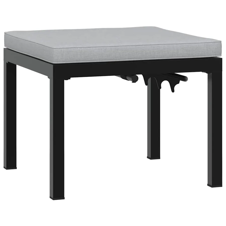 Tabouret de jardin avec coussin noir acier enduit de poudre - 5
