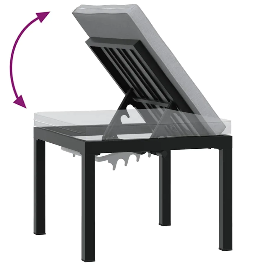 Tabouret de jardin avec coussin noir acier enduit de poudre - 6