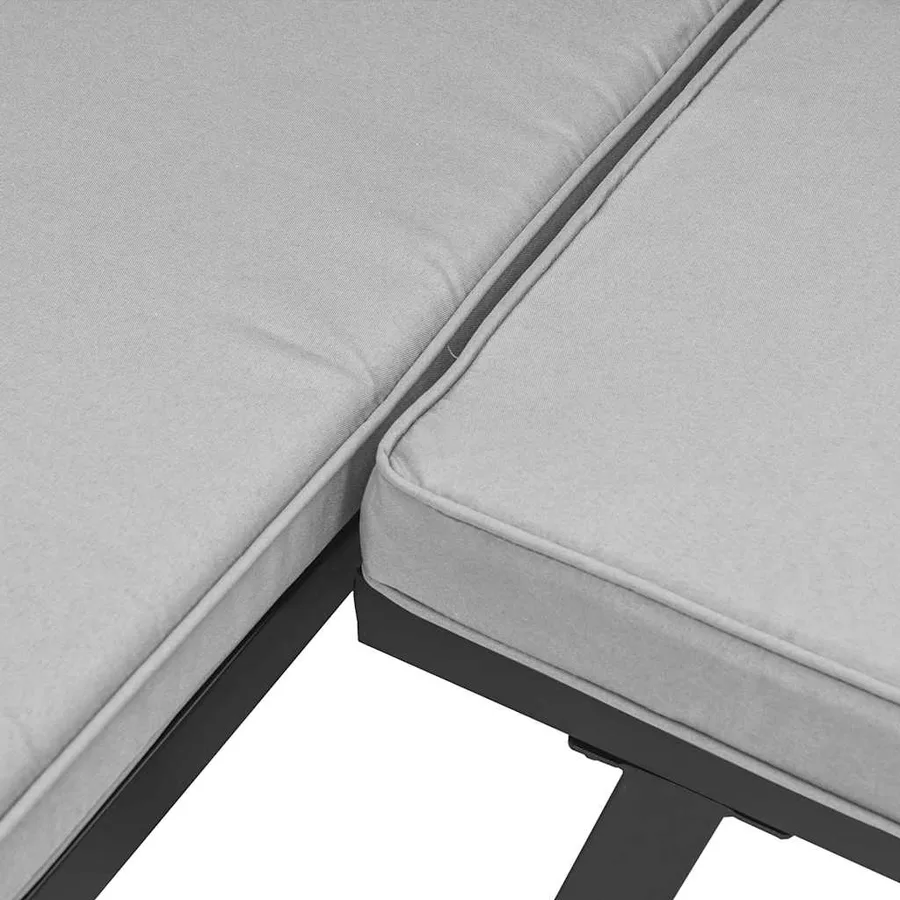 Tabouret de jardin avec coussin noir acier enduit de poudre - 7