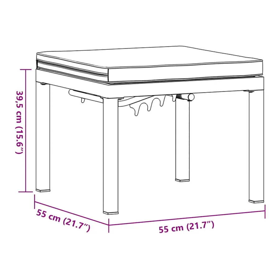 Tabouret de jardin avec coussin noir acier enduit de poudre - 9