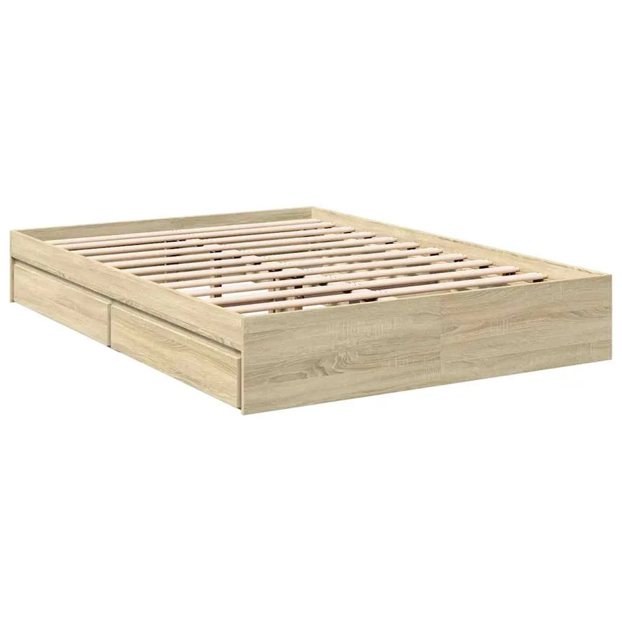 Cadre de lit avec tiroirs sans matelas chêne sonoma 120x200 cm - 6