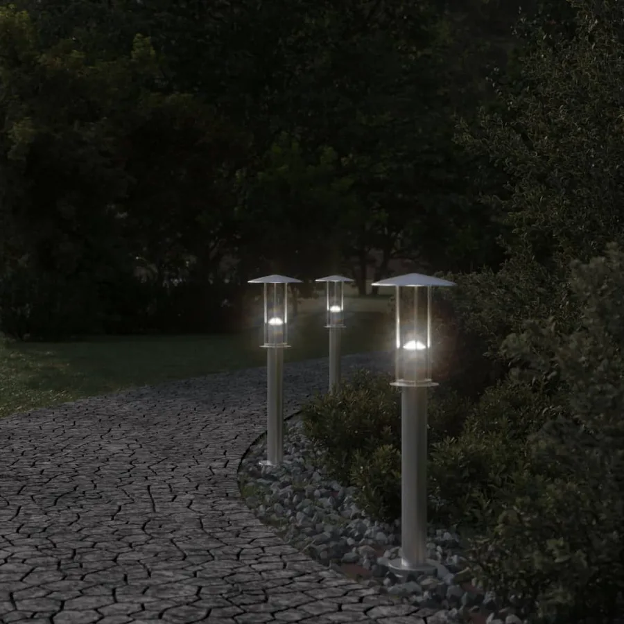 Lampadaire d'extérieur argenté 60 cm acier inoxydable - 3