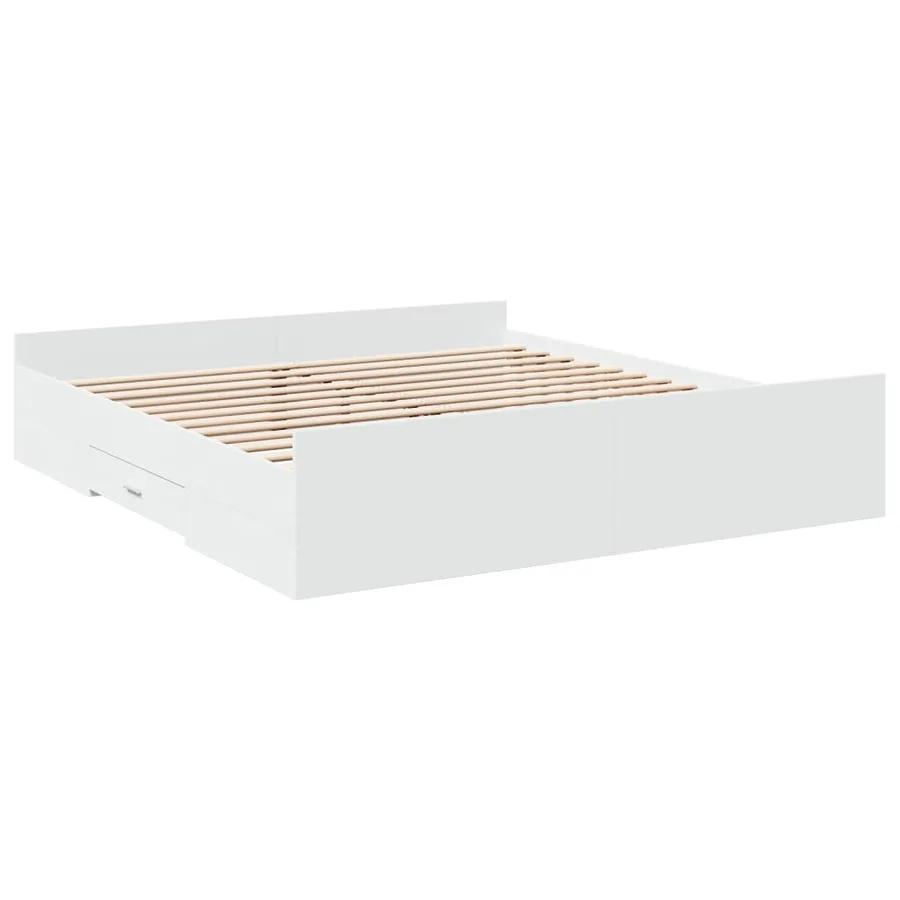 Cadre de lit avec tiroirs sans matelas blanc 180x200 cm - 3