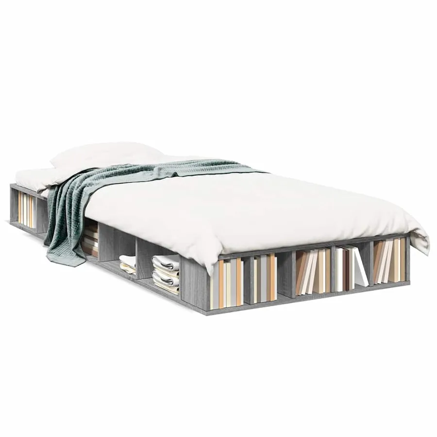 Cadre de lit sans matelas sonoma gris 90x200 cm - 2