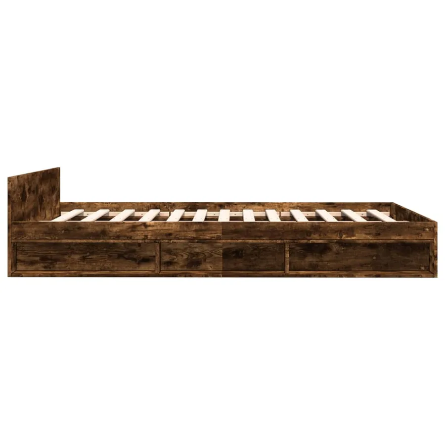 Cadre de lit avec tiroirs sans matelas chêne fumé 120x190 cm - 5