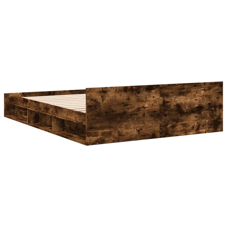 Cadre de lit avec tiroirs sans matelas chêne fumé 120x190 cm - 6