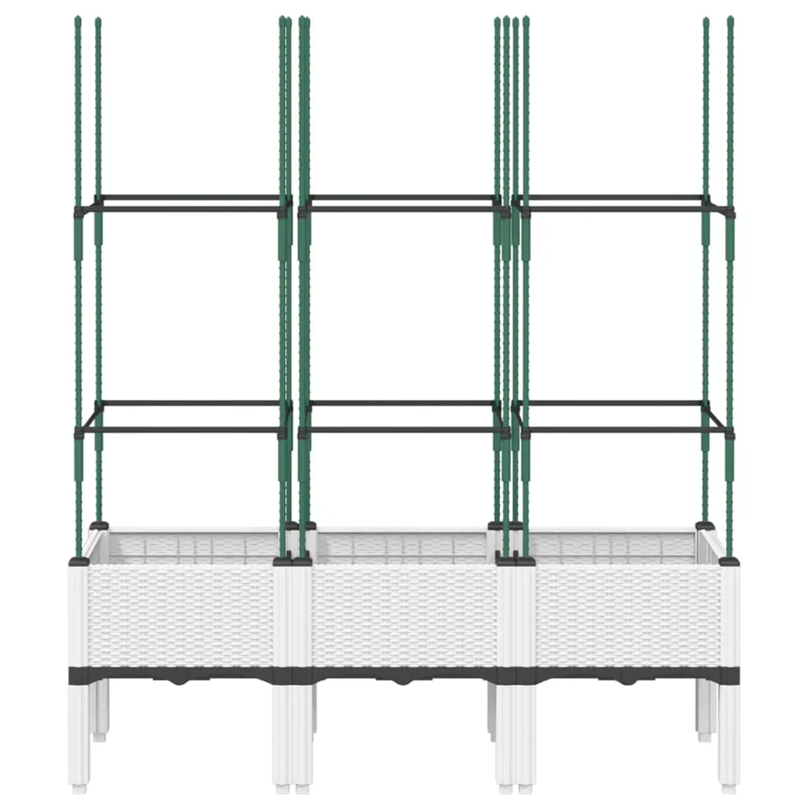 Jardinière avec treillis blanc 120x40x142,5 cm PP - 3