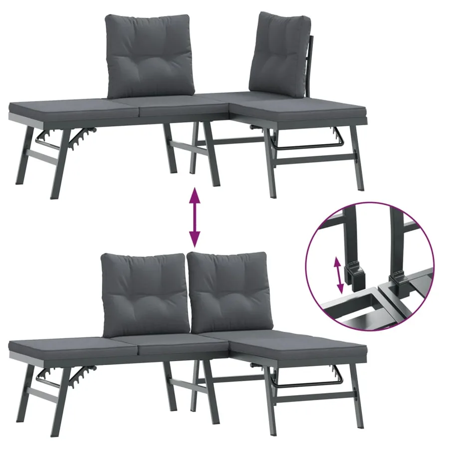 Ensemble de bancs de jardin avec coussins 9 pcs noir - 6