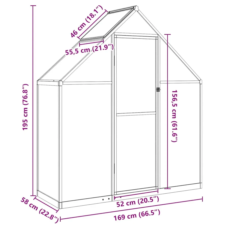 Serre avec cadre de base anthracite 169x58x195 cm aluminium - 10