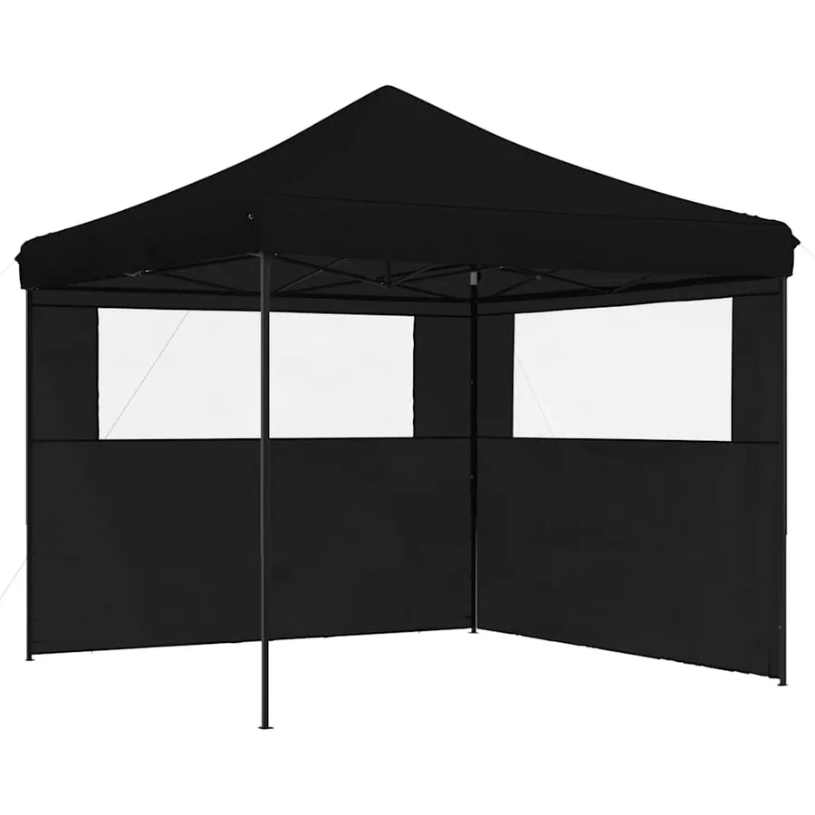 Tente de réception pliable escamotable 2 parois latérales noir - 2
