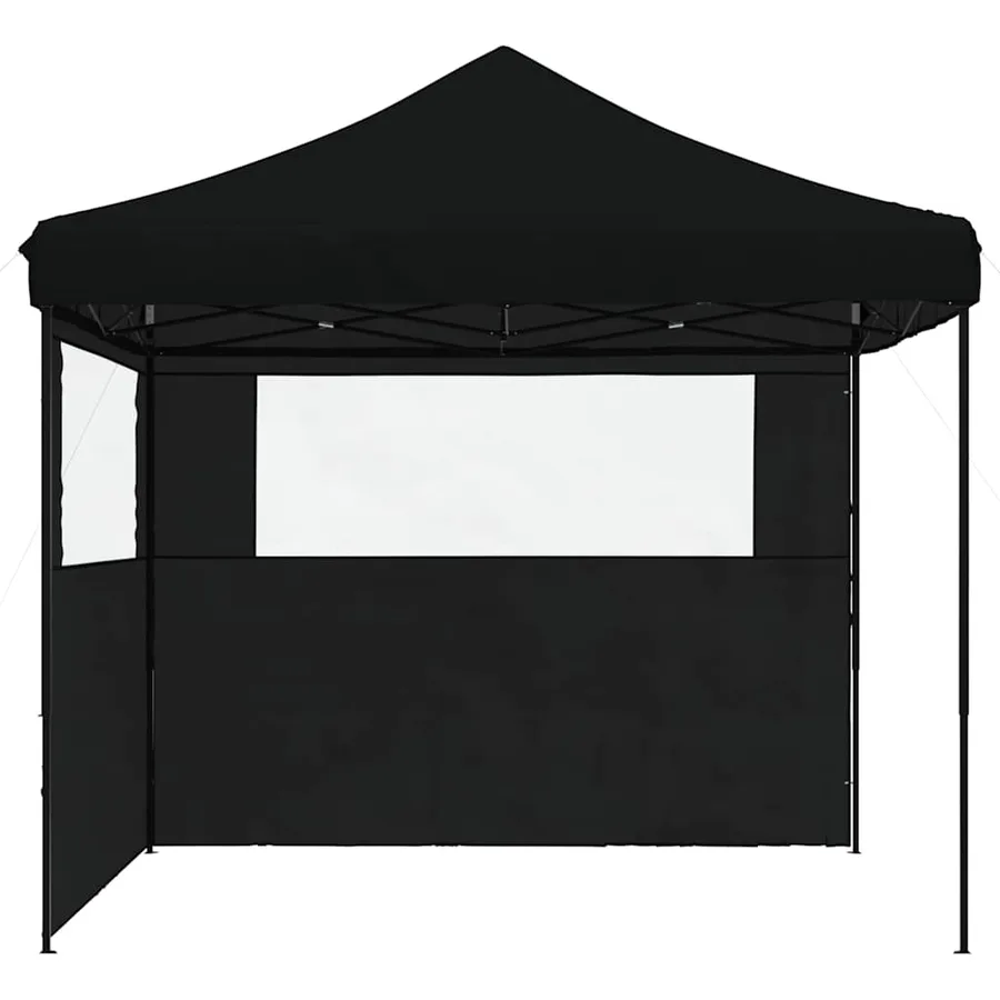 Tente de réception pliable escamotable 2 parois latérales noir - 5