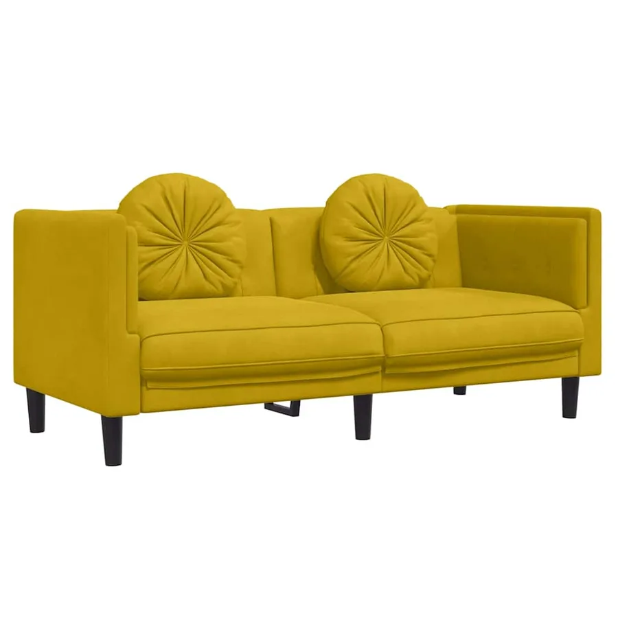 Ensemble de canapés 2 pcs avec coussins jaune velours - 4