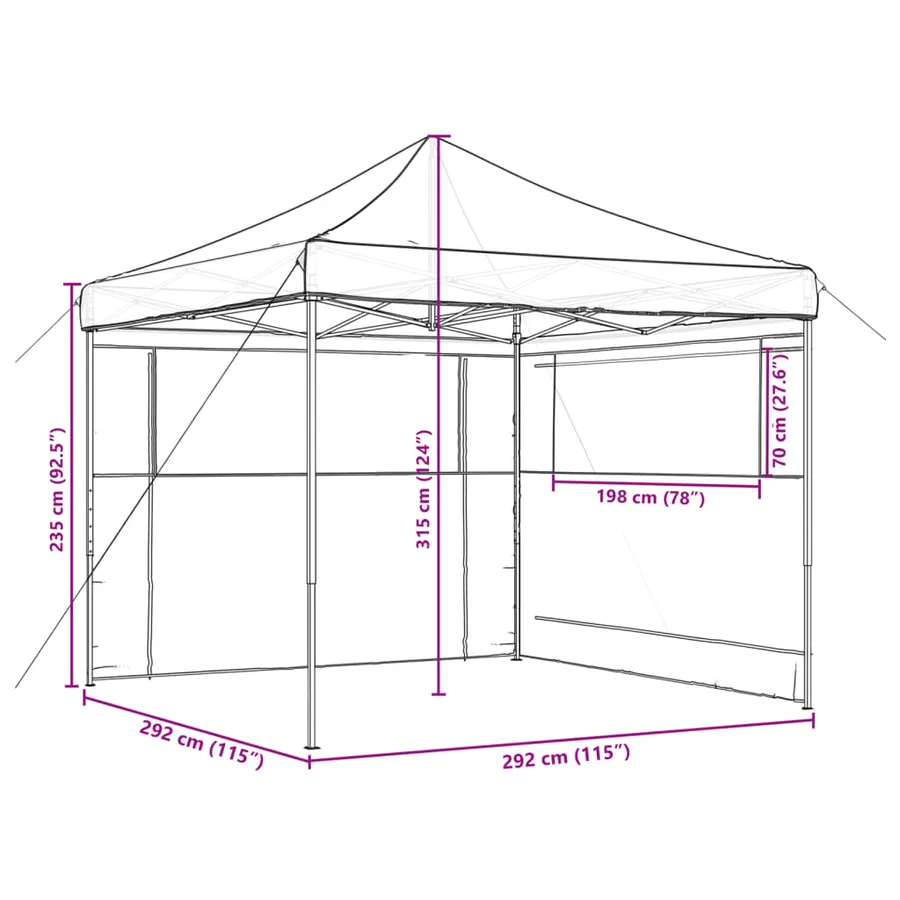 Tente de réception pliable escamotable avec 2 parois latérales - 9