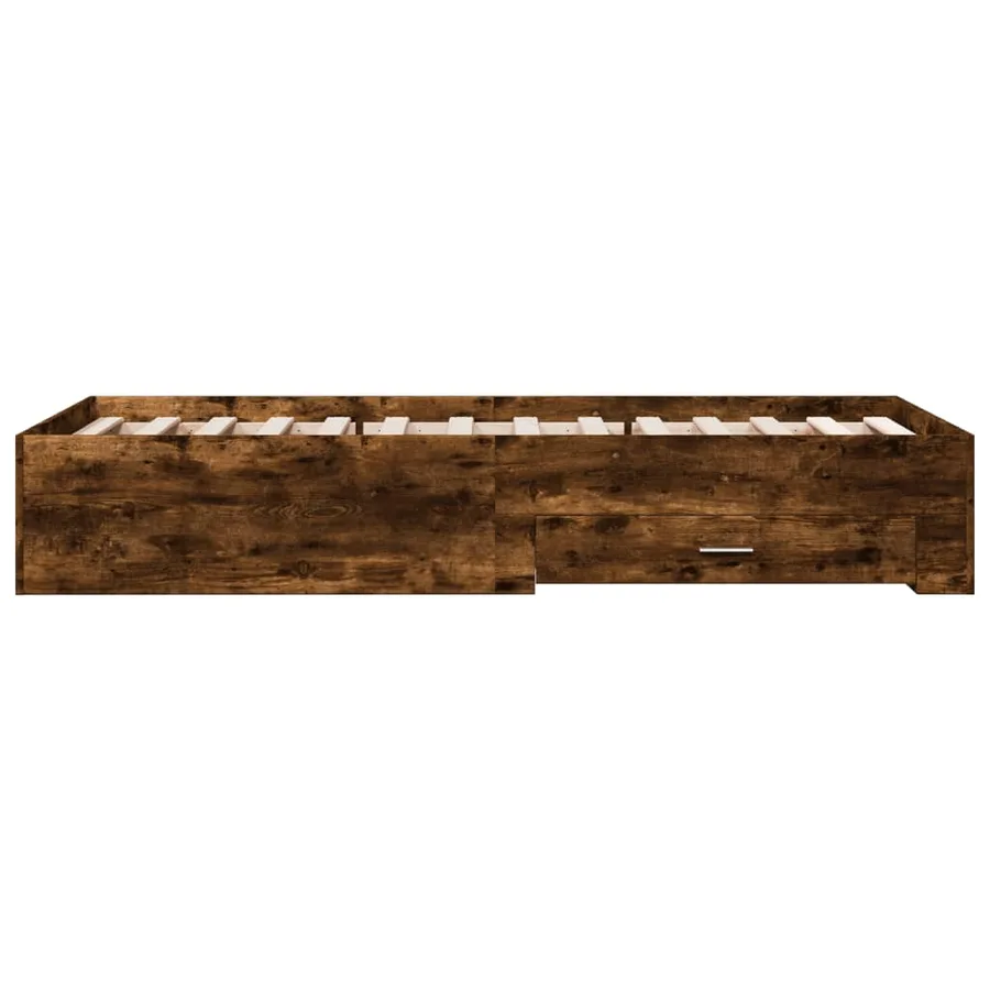 Cadre de lit avec tiroirs sans matelas chêne fumé 75x190 cm - 5