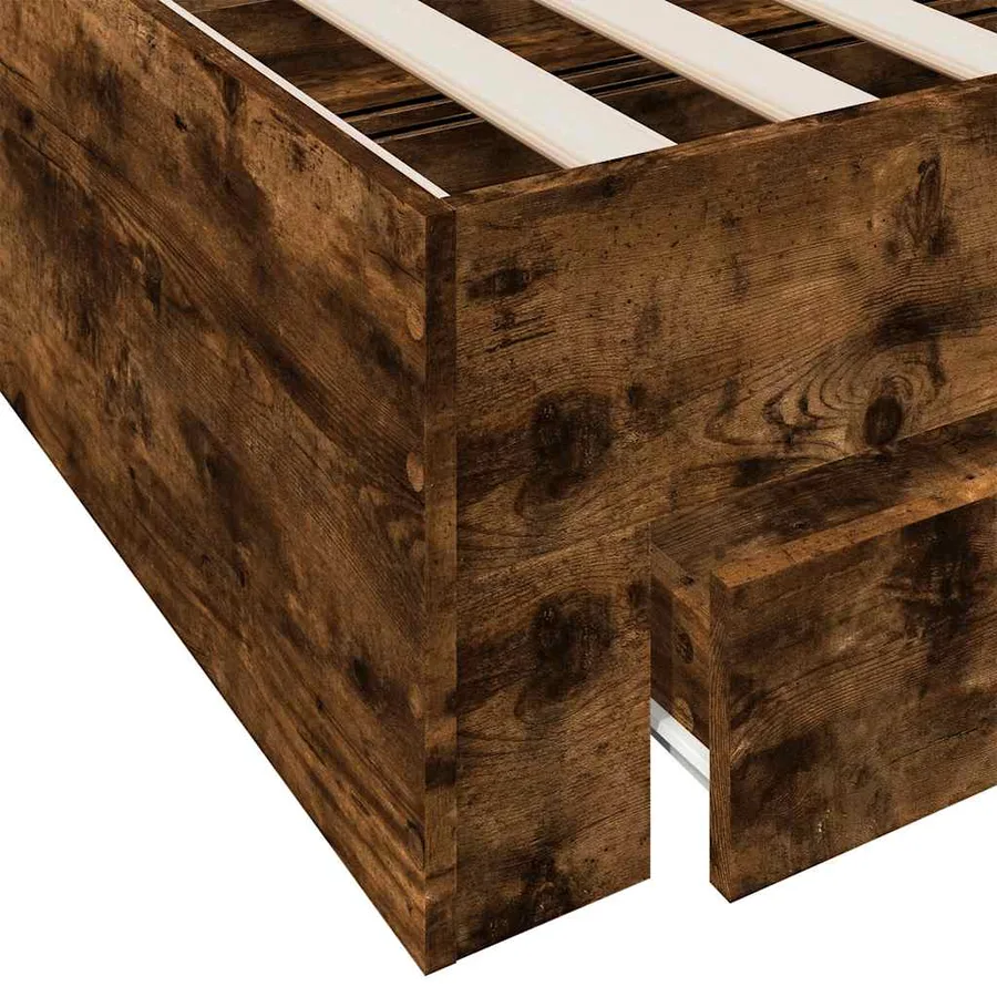 Cadre de lit avec tiroirs sans matelas chêne fumé 75x190 cm - 8