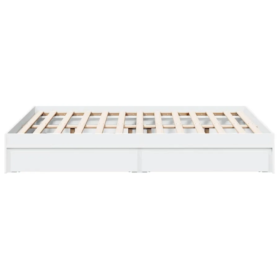 Cadre de lit avec tiroirs sans matelas blanc 140x190 cm - 5