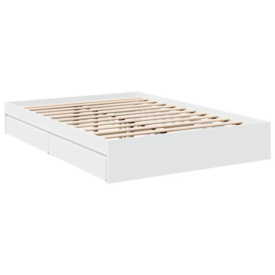Cadre de lit avec tiroirs sans matelas blanc 140x190 cm - 6