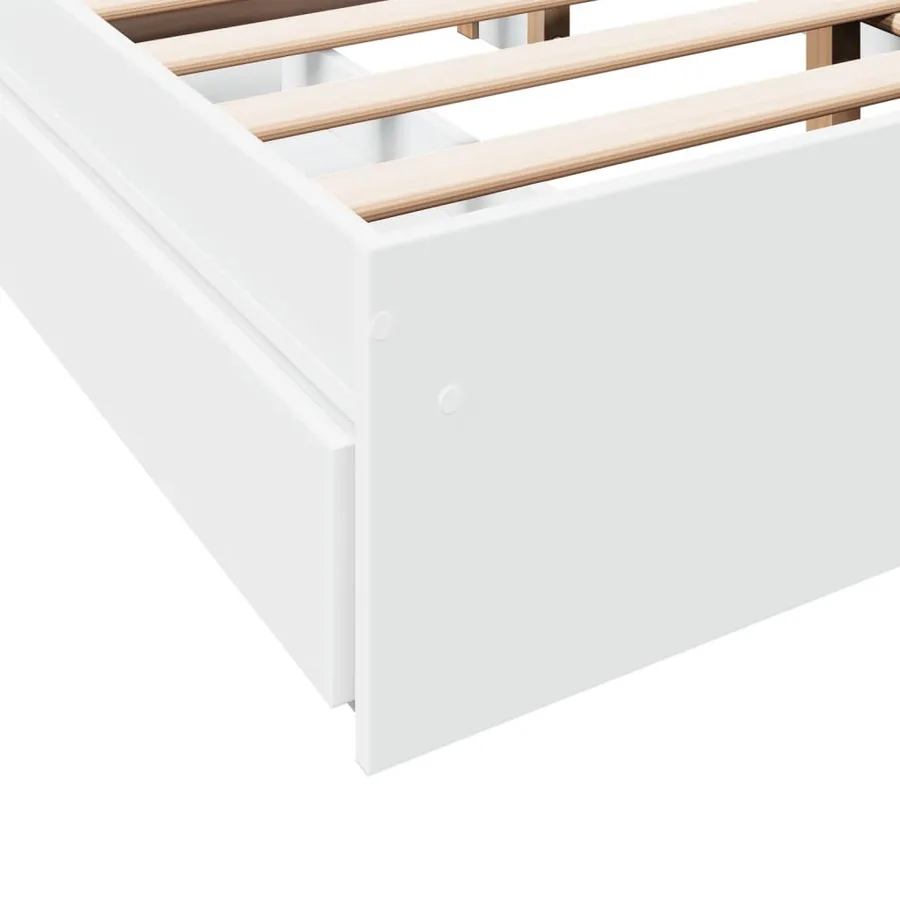 Cadre de lit avec tiroirs sans matelas blanc 140x190 cm - 8