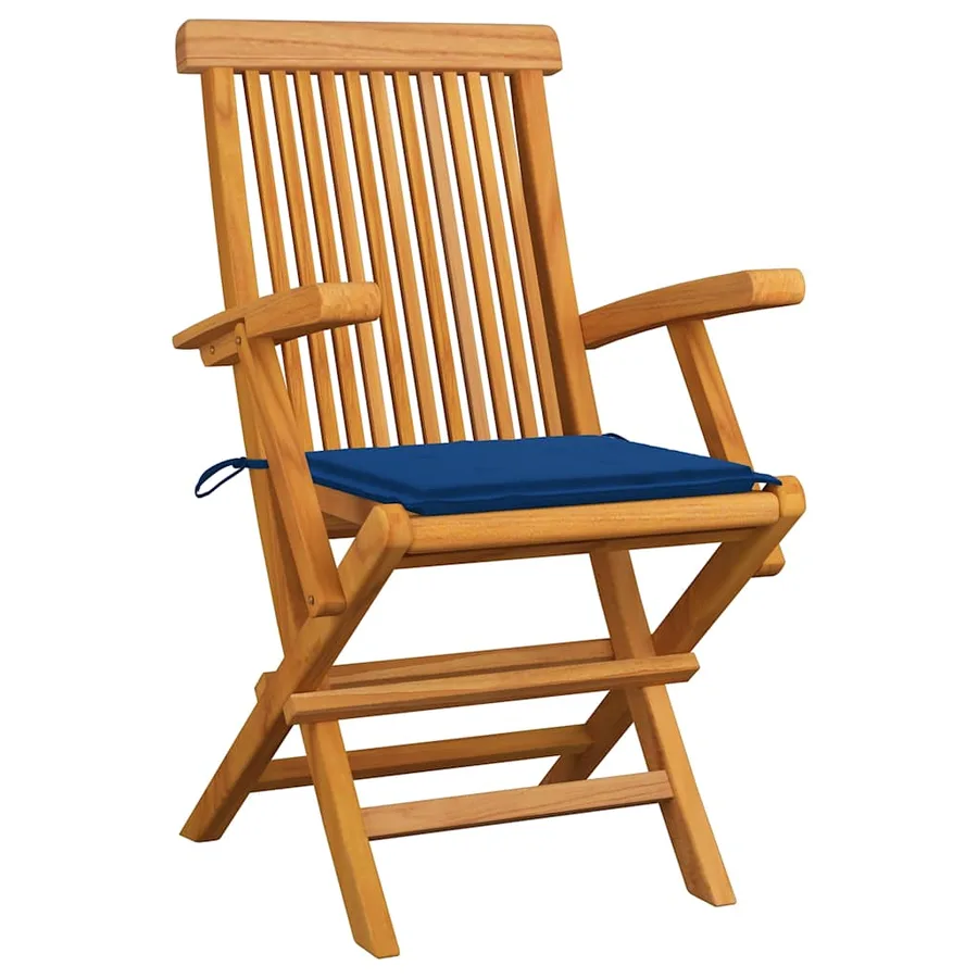 Chaises de jardin et coussins bleu royal lot de 4 Bois de teck - 2
