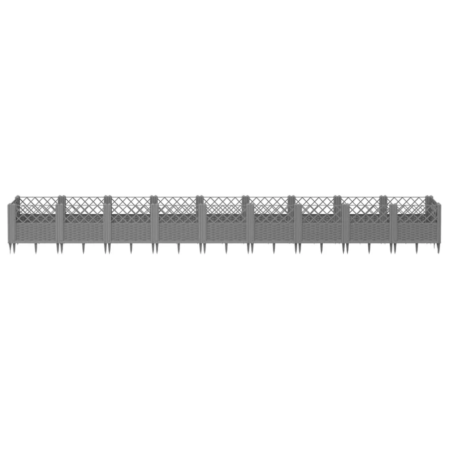 Jardinière avec piquets gris clair 363,5x43,5x43,5 cm PP - 3