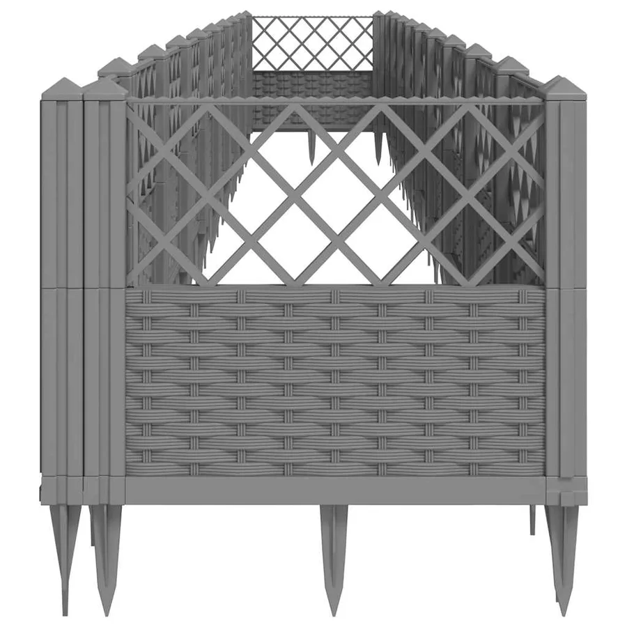 Jardinière avec piquets gris clair 363,5x43,5x43,5 cm PP - 4
