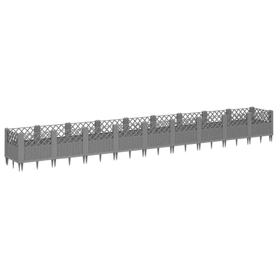 Jardinière avec piquets gris clair 363,5x43,5x43,5 cm PP - 5