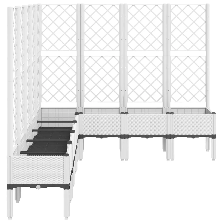 Jardinière avec treillis blanc 200x160x142 cm PP - 4