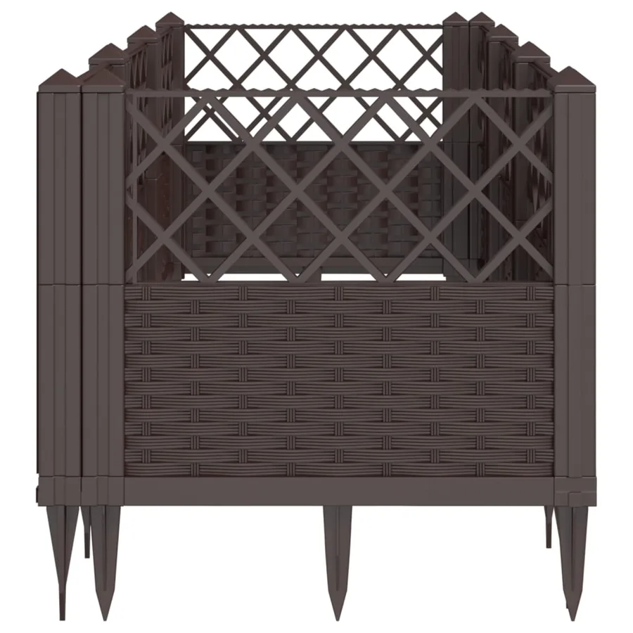 Jardinière avec piquets marron 123,5x43,5x43,5 cm PP - 4