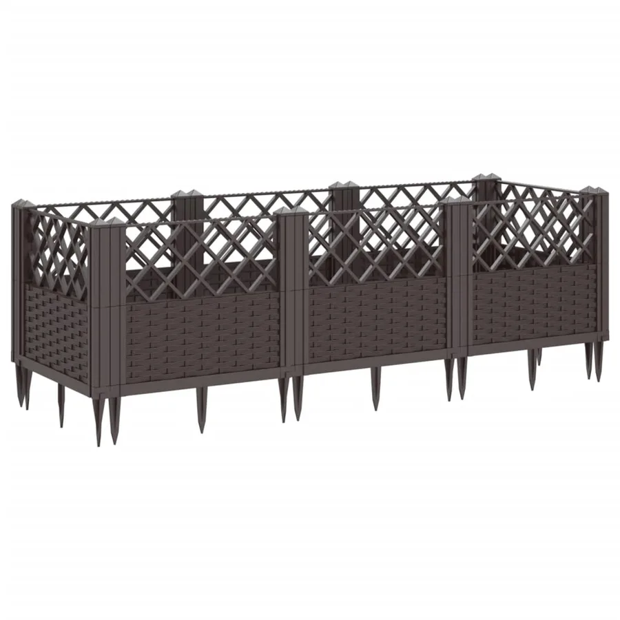 Jardinière avec piquets marron 123,5x43,5x43,5 cm PP - 5