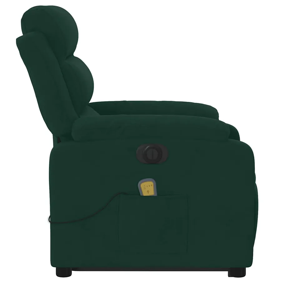 Fauteuil inclinable de massage électrique vert foncé velours - 10