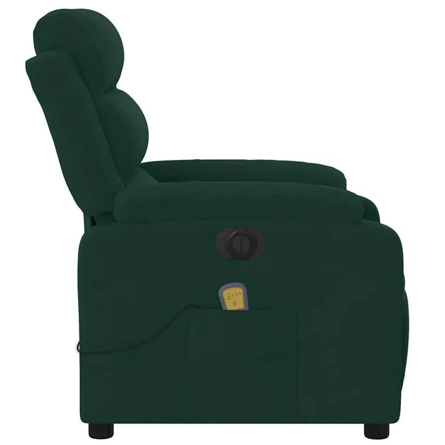 Fauteuil inclinable de massage électrique vert foncé velours - 10