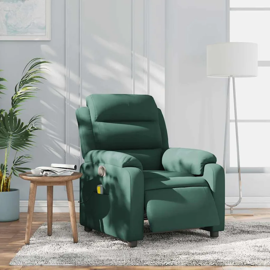 Fauteuil inclinable de massage électrique vert foncé velours - 15