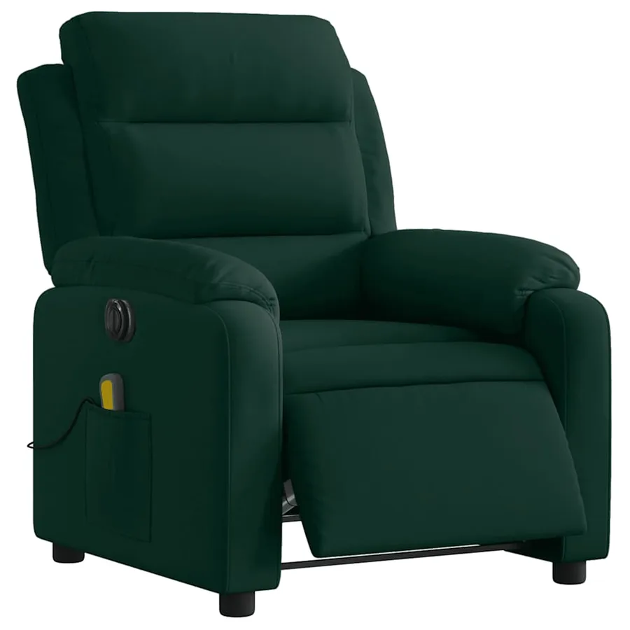 Fauteuil inclinable de massage électrique vert foncé velours - 3