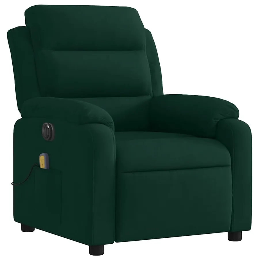 Fauteuil inclinable de massage électrique vert foncé velours - 4