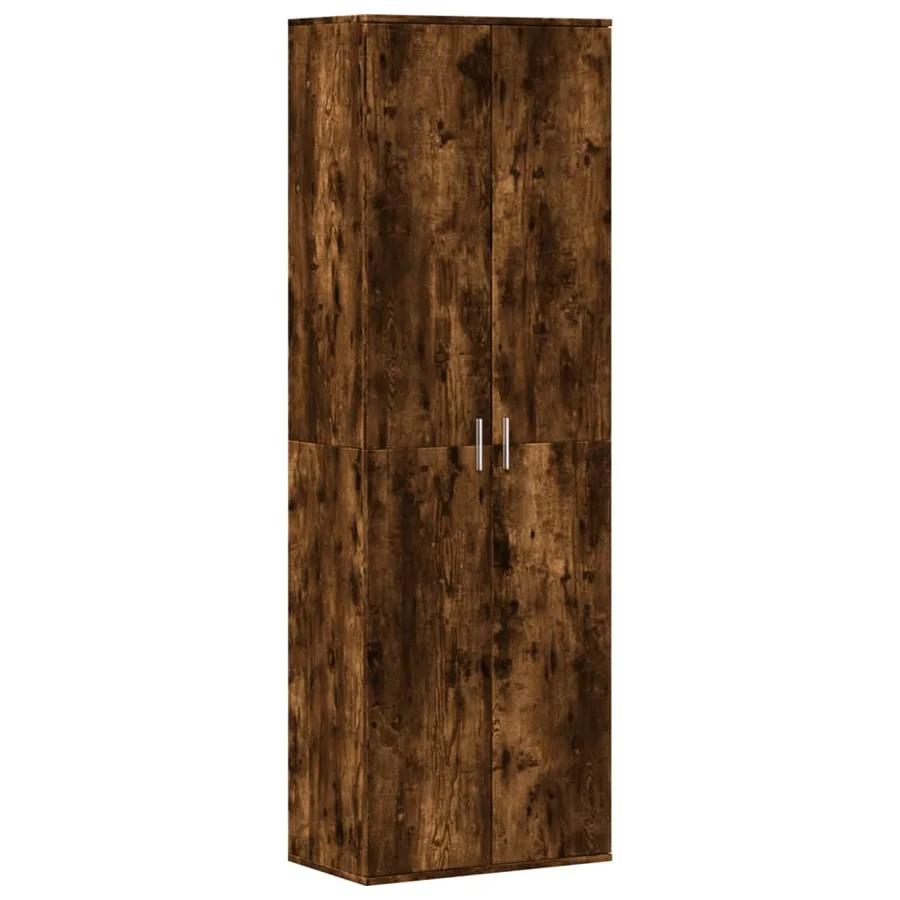 Buffet haut chêne fumé 60x35x180 cm bois d'ingénierie - 2