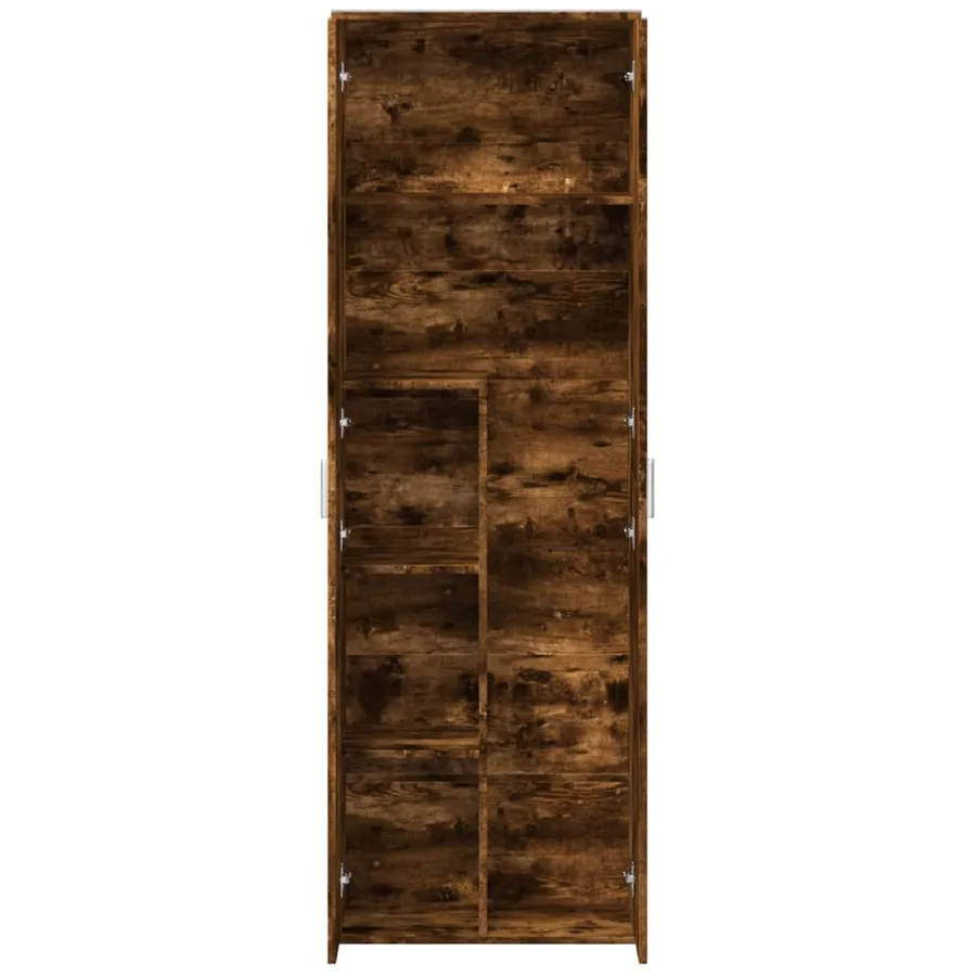 Buffet haut chêne fumé 60x35x180 cm bois d'ingénierie - 7