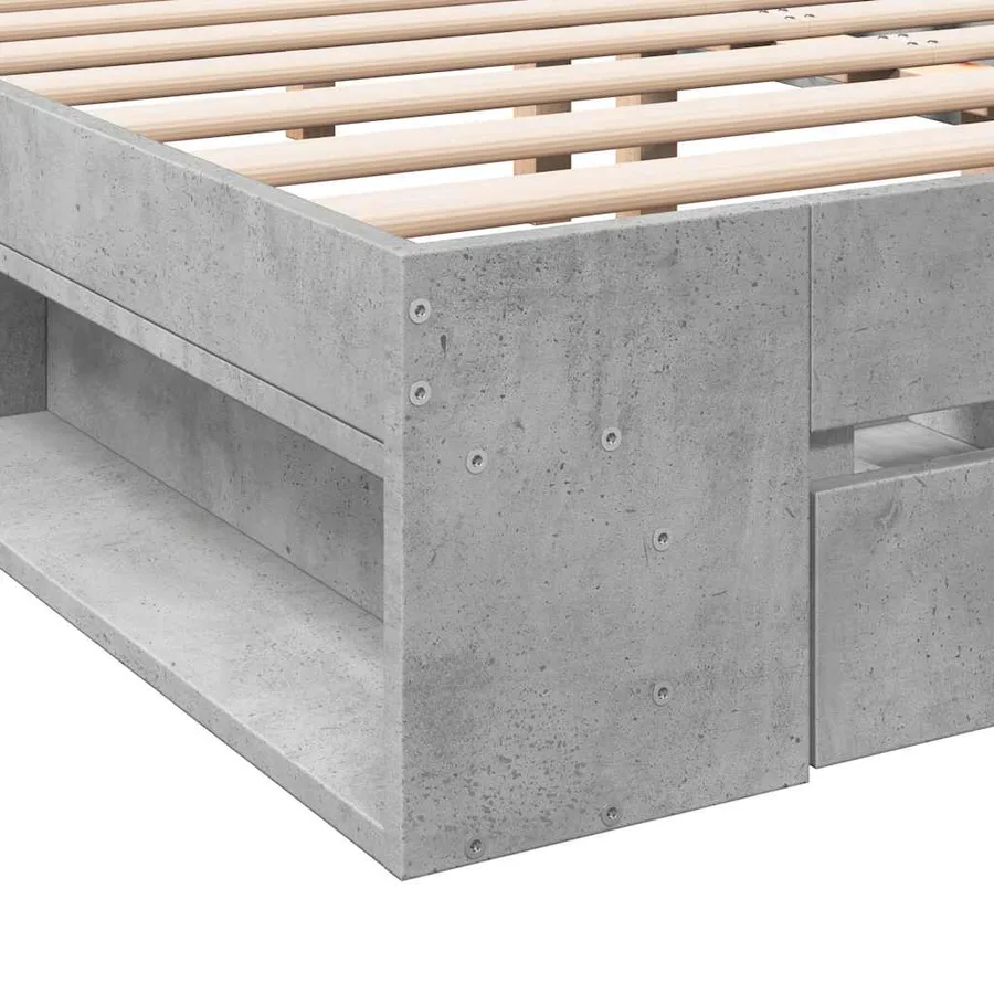 Cadre de lit avec tiroirs sans matelas gris béton 160x200 cm - 8