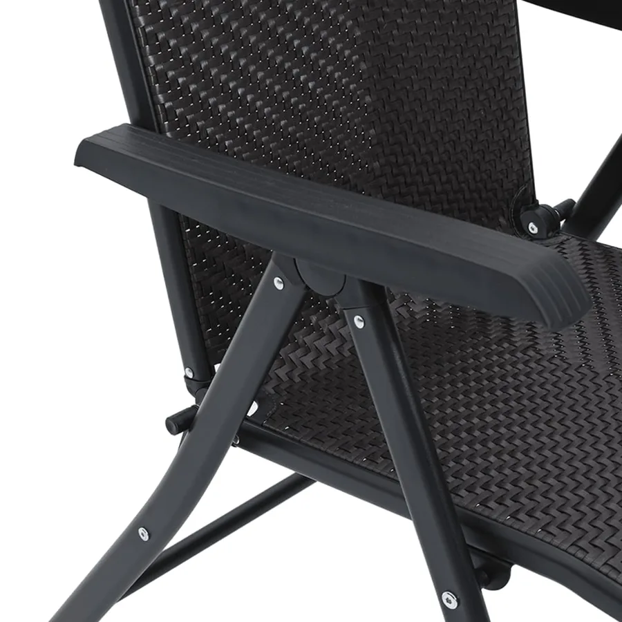 Chaises pliables jardin lot de 2 couleur café noir poly rotin - 10