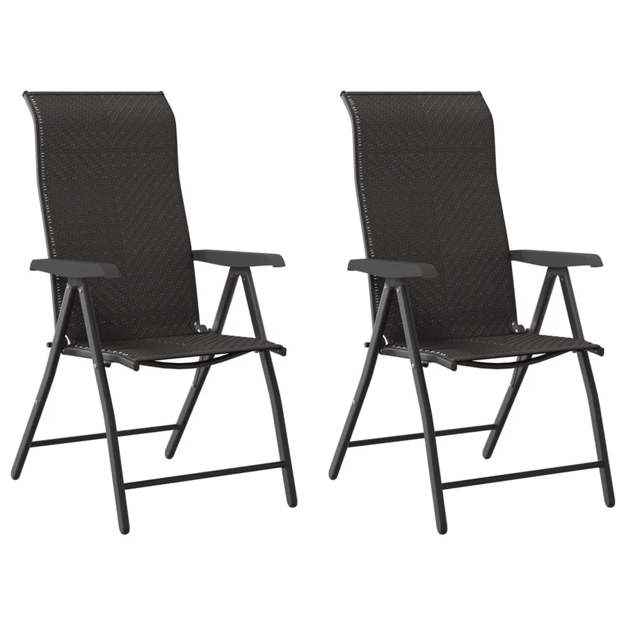 Chaises pliables jardin lot de 2 couleur café noir poly rotin - 2