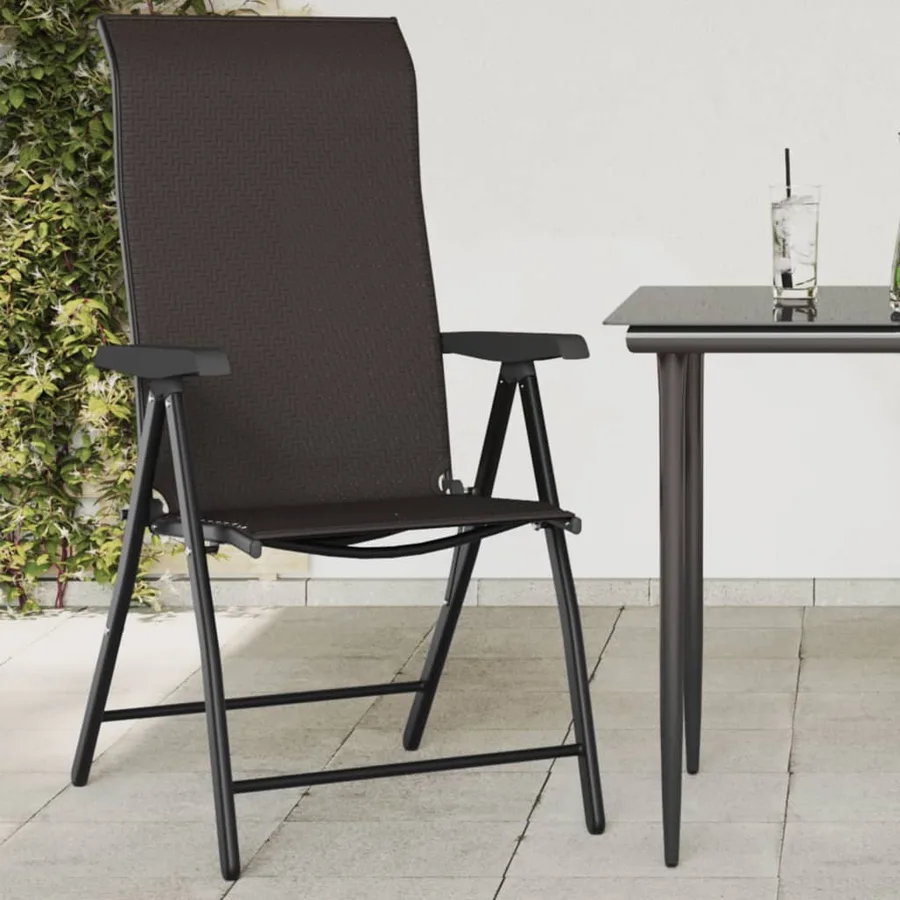 Chaises pliables jardin lot de 2 couleur café noir poly rotin - 3